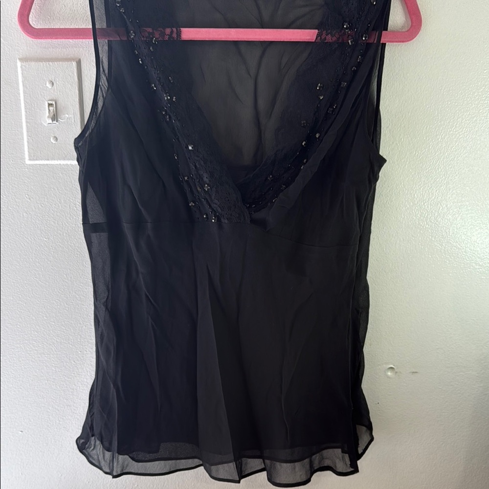 Ann Taylor Black Lace Detail Blouse
